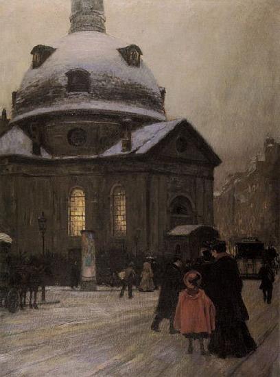 Franz Skarbina Bohmische Kirche am Heiligen Abend oil painting image